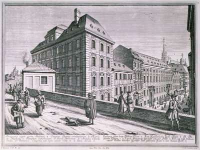 View of the area around the St. Stephens Cathedral, Vienna, engraved by Johann-August Corvinus by Salomon after Kleiner